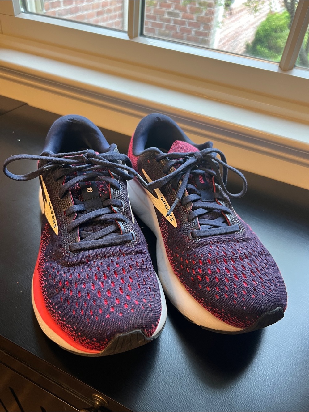 Brooks Ghost Women’s Running Sneakers - Navy and Red Accents